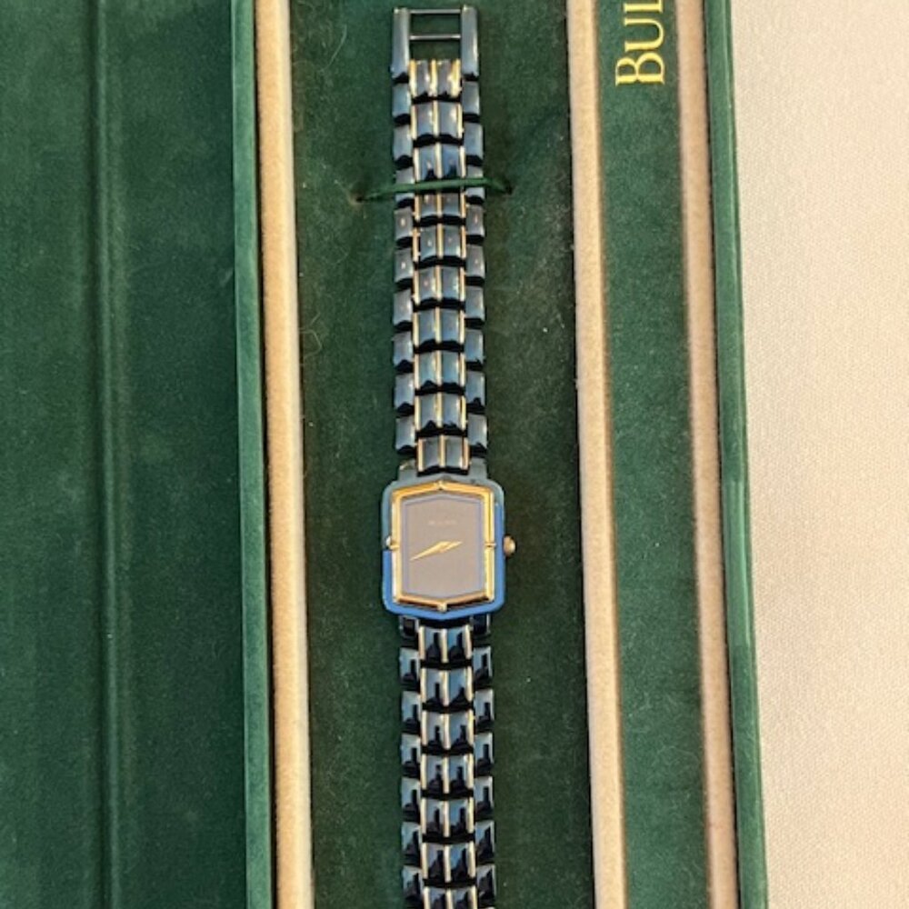 BULOVA | Blue Dial Gold Tone Stainless Steel Women's Bracelet Watch-NEW Battery